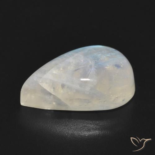 Pierre de lune arc-en-ciel Blanc bleuâtre naturelle En forme de poire, 6.93 ct, Translucide