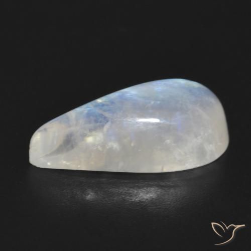 Pierre de lune arc-en-ciel Blanc bleuâtre naturelle En forme de poire, 7.64 ct, Translucide