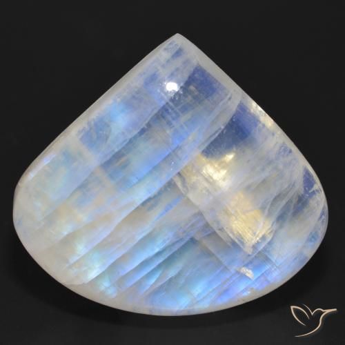 36.83ct Naturel Blanc bleuâtre Pierre de lune arc-en-ciel, En forme de poire, Translucide