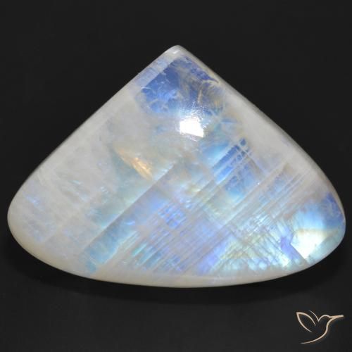 36.47ct Naturel Blanc bleuâtre Pierre de lune arc-en-ciel, En forme de poire, Translucide