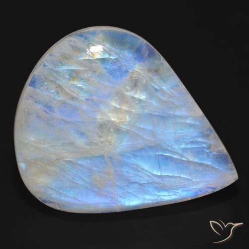 Pierre de lune arc-en-ciel Blanc bleuâtre naturelle En forme de poire, 76.92 ct, Translucide