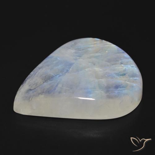 Pierre de lune arc-en-ciel Blanc bleuâtre naturelle En forme de poire, 76.92 ct, Translucide