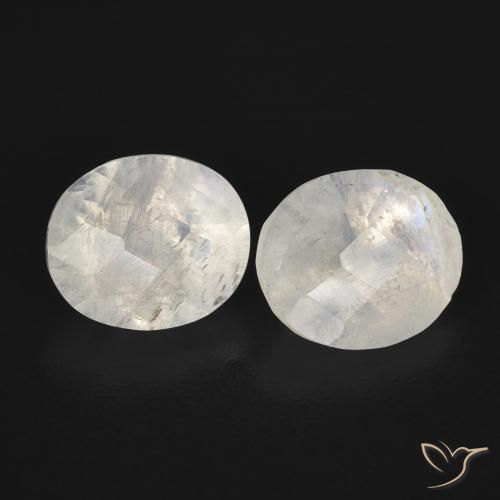 2.24ctw Naturel Blanc bleuâtre Pierre de lune arc-en-ciel, ovale, Transparent