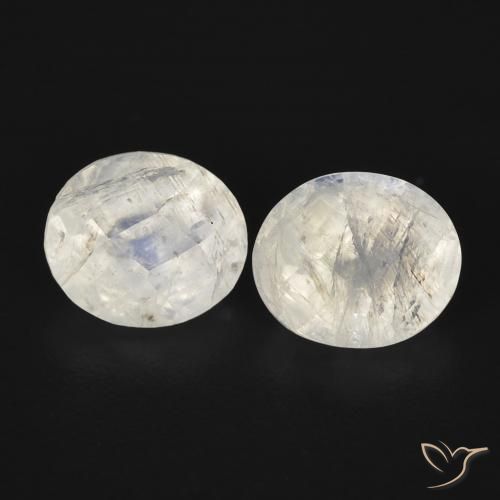 2.18ctw Naturel Blanc bleuâtre Pierre de lune arc-en-ciel, ovale, Transparent