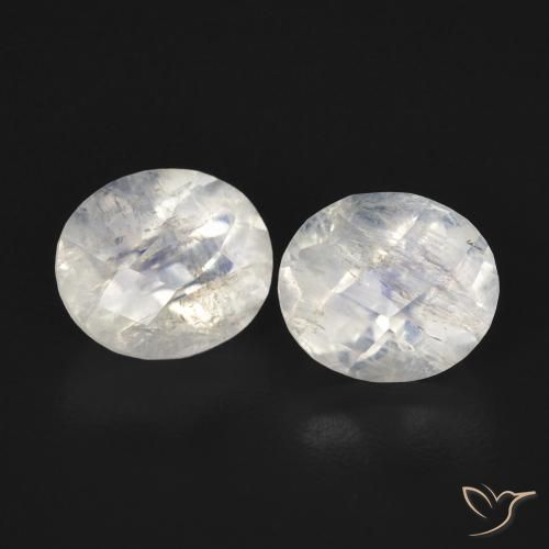 2.41ctw Naturel Blanc bleuâtre Pierre de lune arc-en-ciel, ovale, Transparent