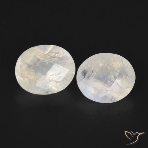 1.91ctw Naturel Blanc bleuâtre Pierre de lune arc-en-ciel, ovale, Transparent