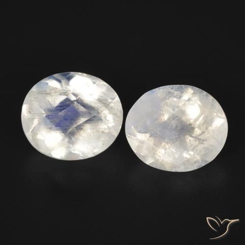 2.22ctw Naturel Blanc bleuâtre Pierre de lune arc-en-ciel, ovale, Transparent