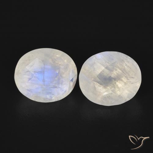 2.27ctw Naturel Blanc bleuâtre Pierre de lune arc-en-ciel, ovale, Transparent
