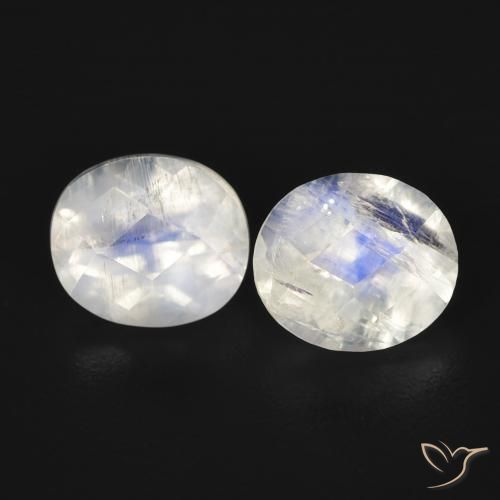 2.20ctw Naturel Blanc bleuâtre Pierre de lune arc-en-ciel, ovale, Transparent