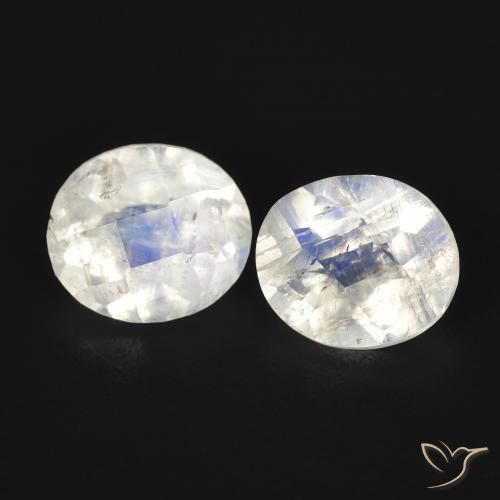 2.07ctw Naturel Blanc bleuâtre Pierre de lune arc-en-ciel, ovale, Transparent