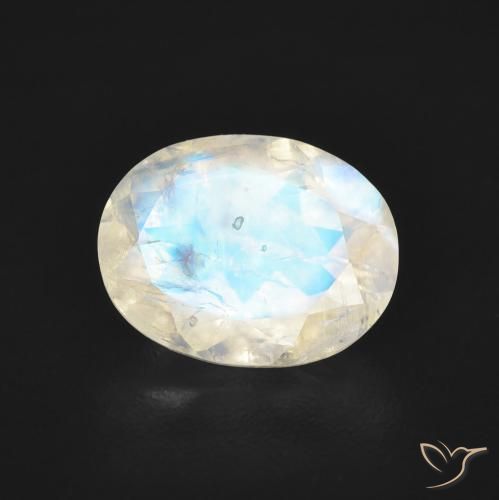 1.71ct Naturel Blanc bleuâtre Pierre de lune arc-en-ciel, ovale, Transparent