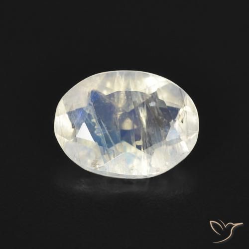 1.00ct Naturel Blanc bleuâtre Pierre de lune arc-en-ciel, ovale, Transparent