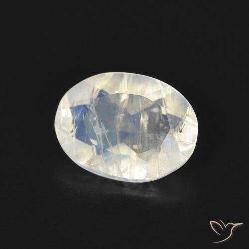 Pierre de lune arc-en-ciel Blanc bleuâtre naturelle ovale, 1.00 ct, Transparent