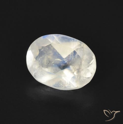 Pierre de lune arc-en-ciel Blanc bleuâtre naturelle ovale, 1.13 ct, Transparent