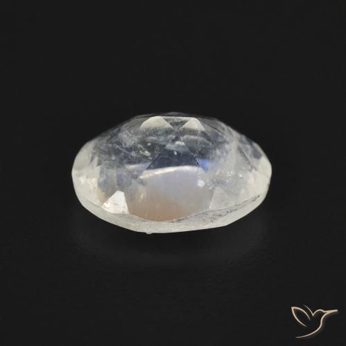 Pierre de lune arc-en-ciel Blanc bleuâtre naturelle ovale, 1.13 ct, Transparent
