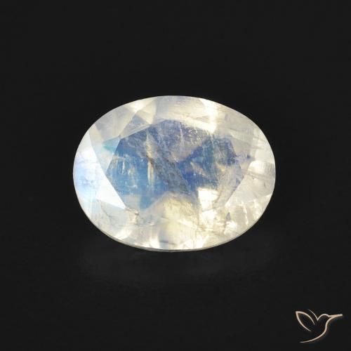 1.45ct Naturel Blanc bleuâtre Pierre de lune arc-en-ciel, ovale, Transparent