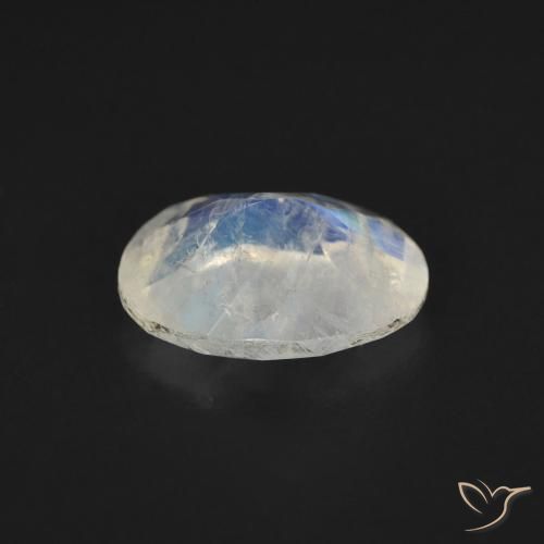 Pierre de lune arc-en-ciel Blanc bleuâtre naturelle ovale, 1.45 ct, Transparent