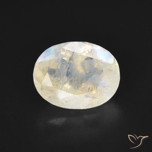 1.75ct Naturel Blanc bleuâtre Pierre de lune arc-en-ciel, ovale, Transparent