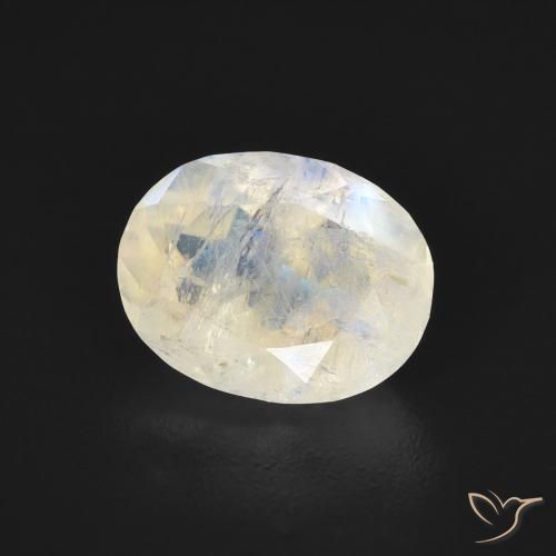 Pierre de lune arc-en-ciel Blanc bleuâtre naturelle ovale, 1.75 ct, Transparent