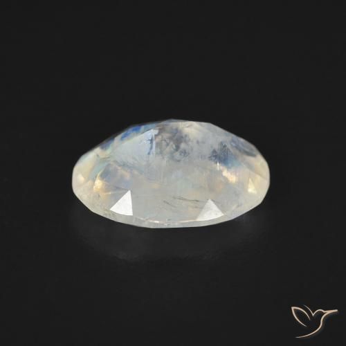 Pierre de lune arc-en-ciel Blanc bleuâtre naturelle ovale, 1.39 ct, Transparent