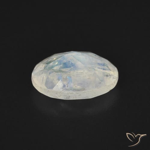 Pierre de lune arc-en-ciel Blanc bleuâtre naturelle ovale, 1.07 ct, Transparent
