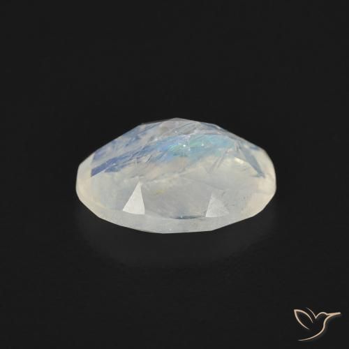 Pierre de lune arc-en-ciel Blanc bleuâtre naturelle ovale, 1.06 ct, Transparent