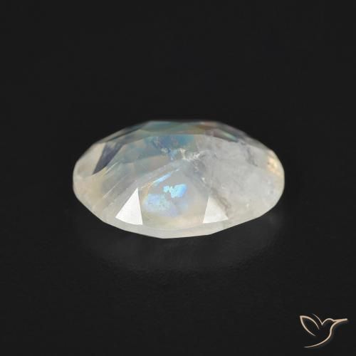 Pierre de lune arc-en-ciel Blanc bleuâtre naturelle ovale, 1.49 ct, Transparent