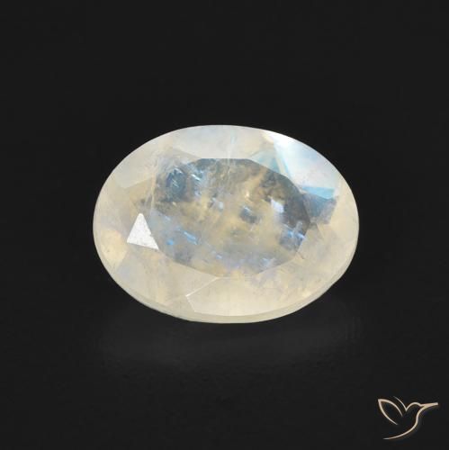 1.16ct Naturel Blanc bleuâtre Pierre de lune arc-en-ciel, ovale, Transparent