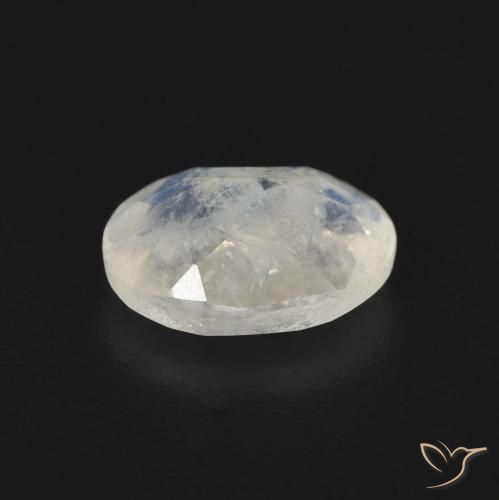 Pierre de lune arc-en-ciel Blanc bleuâtre naturelle ovale, 1.16 ct, Transparent
