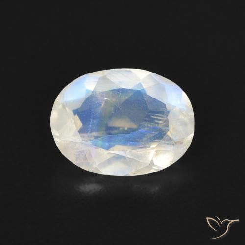 1.10ct Naturel Blanc bleuâtre Pierre de lune arc-en-ciel, ovale, Transparent