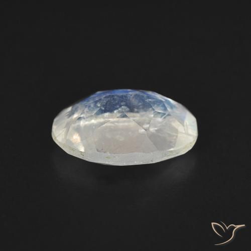 Pierre de lune arc-en-ciel Blanc bleuâtre naturelle ovale, 1.10 ct, Transparent