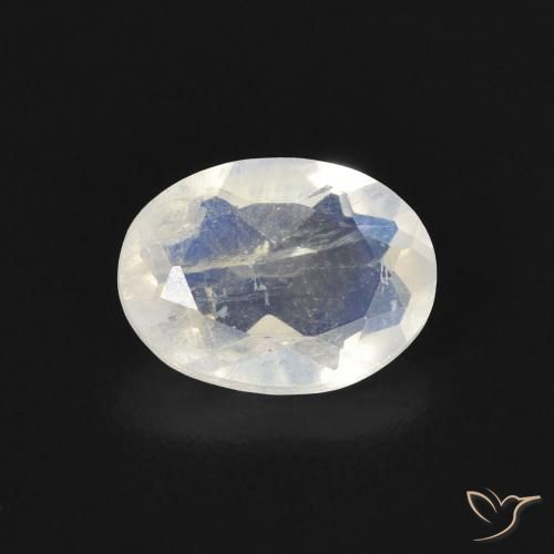 1.15ct Naturel Blanc bleuâtre Pierre de lune arc-en-ciel, ovale, Transparent