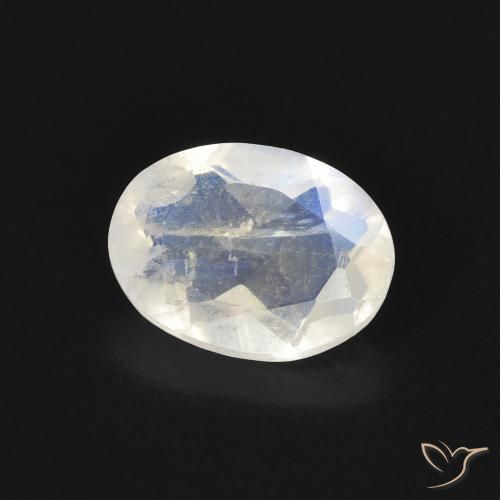 Pierre de lune arc-en-ciel Blanc bleuâtre naturelle ovale, 1.15 ct, Transparent
