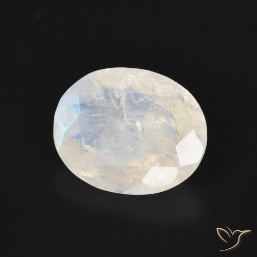 Pierre de lune arc-en-ciel Blanc bleuâtre naturelle ovale, 3.00 ct, Transparent