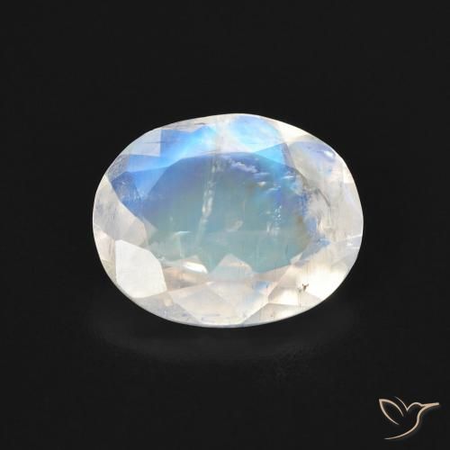 Pierre de lune arc-en-ciel blanc naturelle coupe ovale, 2,54 ct, transparent