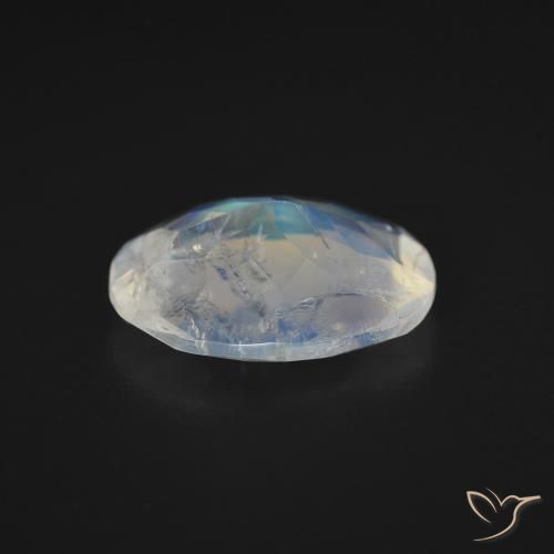 Pierre de lune arc-en-ciel blanc naturelle coupe ovale, 2,54 ct, transparent
