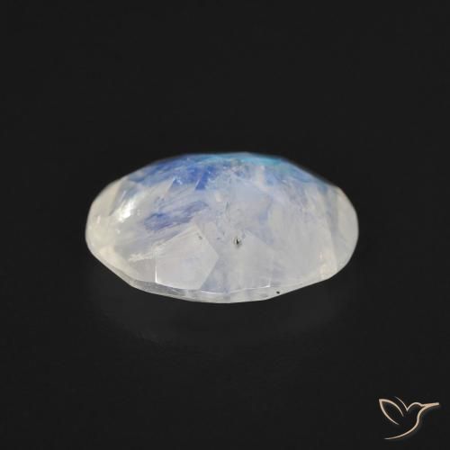 Pierre de lune arc-en-ciel Blanc bleuâtre naturelle ovale, 2.58 ct, Transparent