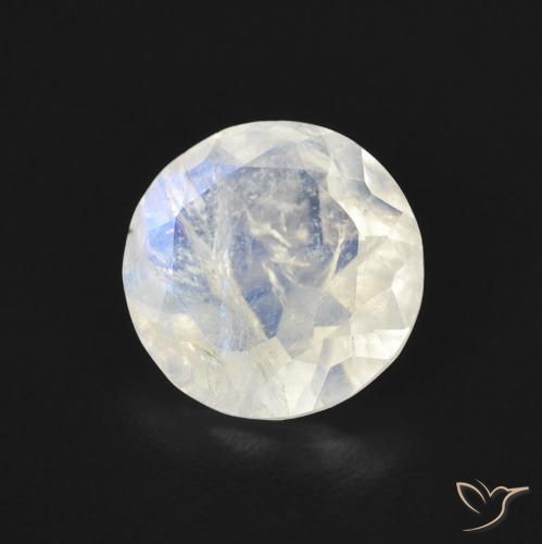 Pierre de lune arc-en-ciel Blanc bleuâtre naturelle Tour, 1.47 ct, Transparent
