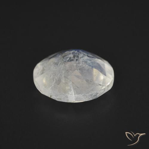 Pierre de lune arc-en-ciel Blanc bleuâtre naturelle Tour, 1.47 ct, Transparent