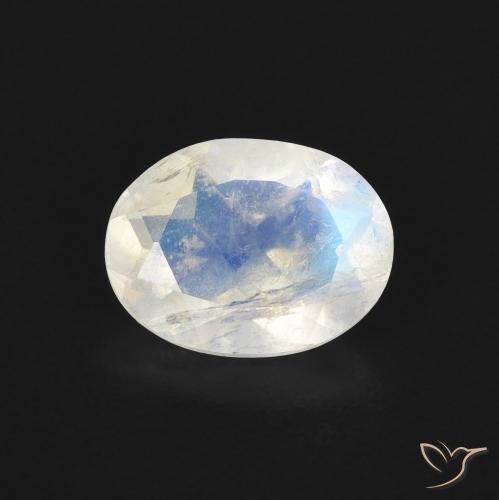 1.30ct Naturel Blanc bleuâtre Pierre de lune arc-en-ciel, ovale, Transparent