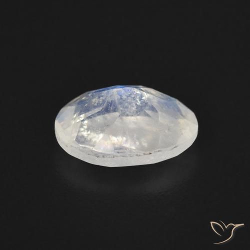 Pierre de lune arc-en-ciel Blanc bleuâtre naturelle ovale, 1.30 ct, Transparent