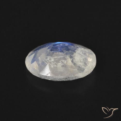 Pierre de lune arc-en-ciel Blanc bleuâtre naturelle ovale, 1.38 ct, Transparent
