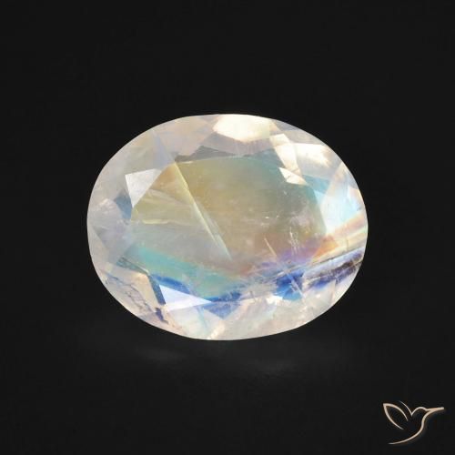 2.70ct Naturel Blanc bleuâtre Pierre de lune arc-en-ciel, ovale, Transparent