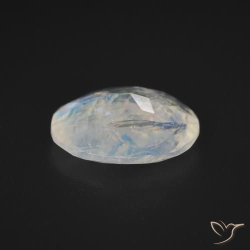 Pierre de lune arc-en-ciel Blanc bleuâtre naturelle ovale, 2.70 ct, Transparent