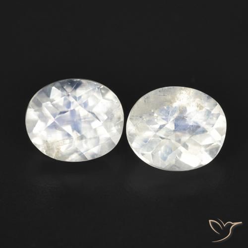 2.24ctw Naturel Blanc bleuâtre Pierre de lune arc-en-ciel, ovale, Transparent