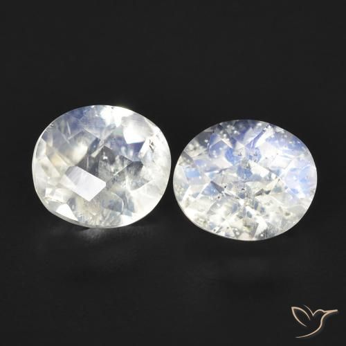2.31ctw Naturel Blanc bleuâtre Pierre de lune arc-en-ciel, ovale, Transparent