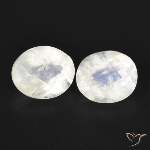 2.29ctw Naturel Blanc bleuâtre Pierre de lune arc-en-ciel, ovale, Transparent