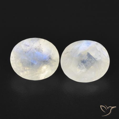 2.37ctw Naturel Blanc bleuâtre Pierre de lune arc-en-ciel, ovale, Translucide