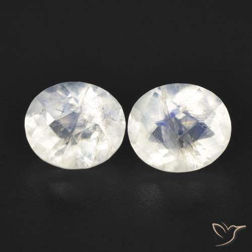 2.38ctw Naturel Blanc bleuâtre Pierre de lune arc-en-ciel, ovale, Transparent