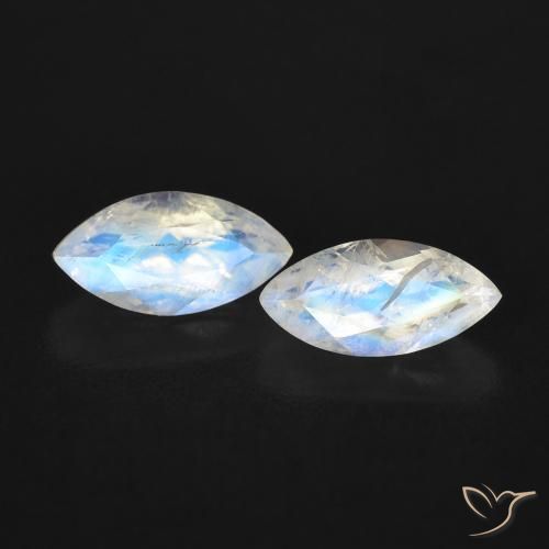 1.15ctw Naturel Blanc bleuâtre Pierre de lune arc-en-ciel, Marquise, Transparent